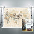 Corovy Adventure Awaits Backdrop World map Photography Background Vintage Yellow and Brown 7Wx5H Feet Decoration Celebration Props Party Photo Shoot Backdrop Vinyl Cloth